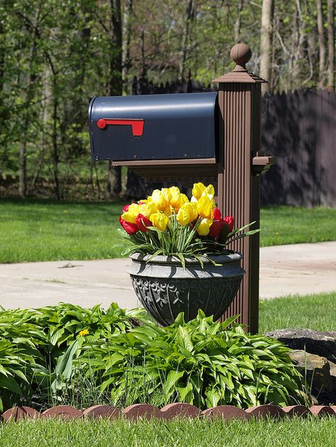 Mailbox... | Flickr - Photo Sharing! Mailbox Designs, Mailbox Planter, Address Decals, Mailbox Garden, Mailbox Makeover, Mailbox Landscaping, Personalized Mailbox, Mailbox Ideas, Mailbox Address