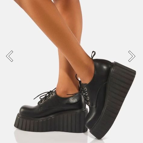 Converse Platform High Top, Blue Platform Heels, Platform Oxfords, Platform Creepers, Converse Platform, Pleaser Heels, Creepers Shoes, Oxford Platform, Black Platform Shoes