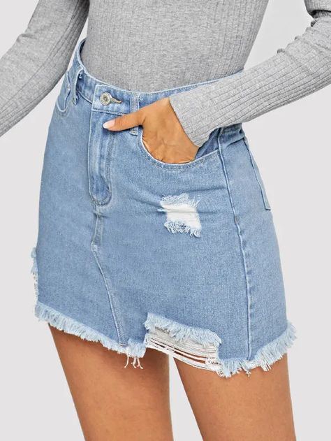 Search jeans skirt | SHEIN Thrift Wishlist, Denim Skirts Online, Denim Skirt Women, Denim Skirts, Dress Pant, Shein Style, Colored Denim, Jean Skirt, Blouse Dress