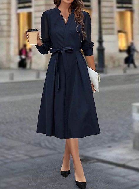 Tea Length A Line Dress, Business Casual Winter Dress, Elegant Sunday Dress, Maxi Dress Professional, Classic Vintage Dress, Modest Cocktail Dresses, Womens Long Sleeve Dress, Timeless Maxi Dress, Elegant Dresses For Older Women