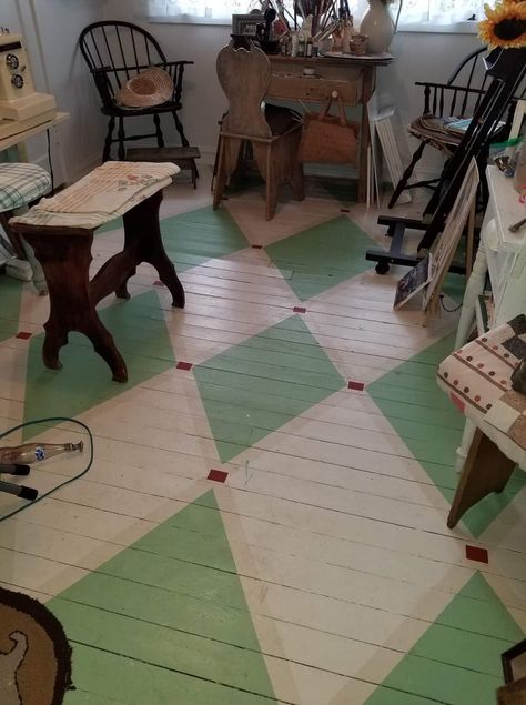 Striped Wood Floor, Painted Floors Wood Old Houses, Painted Kitchen Floors Wood, Wood Floor Painting Ideas, Eclectic Flooring, Painted Floors Wood, Painted Wood Floor, Painted Wood Floors, Painted Floor