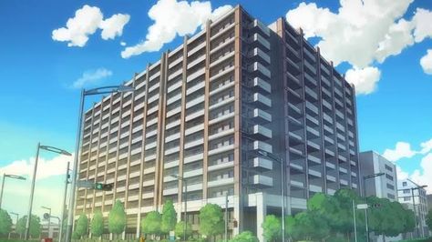 Anime Buildings Background, Anime Apartment, Japanese Apartment Building, Wallpaper Layout, Japanese Apartment, Anime House, Office Background, Driveway Landscaping, Anime City