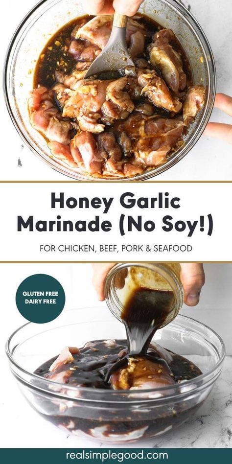 Honey Garlic Marinade (No Soy!) Salt Free Chicken Marinade, Gluten Free Marinades, Gluten Free Chicken Marinade, Honey Garlic Marinade, Grilled Vegetable Recipes, Garlic Marinade, Soy Chicken, Chicken Marinade, Healthy Grilling