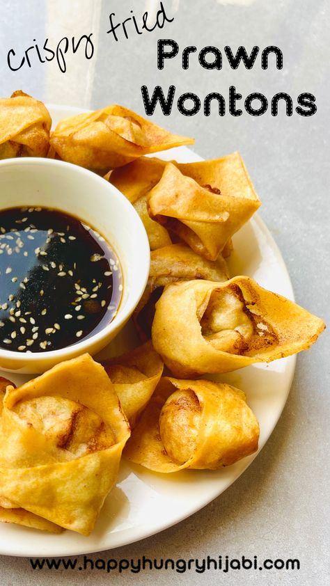 These crispy fried prawn wontons are so easy to make and quick too. All you need is some spring roll wrappers and we are all ready to go! Perfect for a starter at a dinner party Prawn Wontons, Crab Wontons, Shrimp Wonton, Fried Wontons, Spring Roll Wrappers, Wonton Recipes, Shrimp Appetizers, Prawn Recipes, Fried Foods