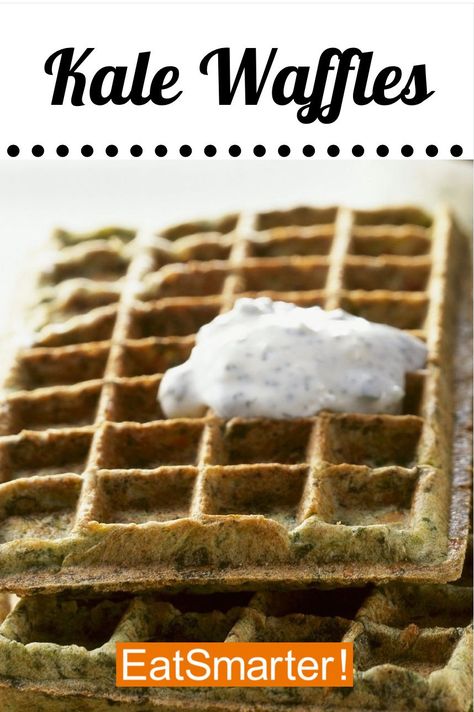 Kale Waffles, Banana Waffles, Herb Sauce, Kale Recipes, Low Fat Yogurt, Pastry Flour, Lemon Sauce, Source Of Protein, Eat Smart