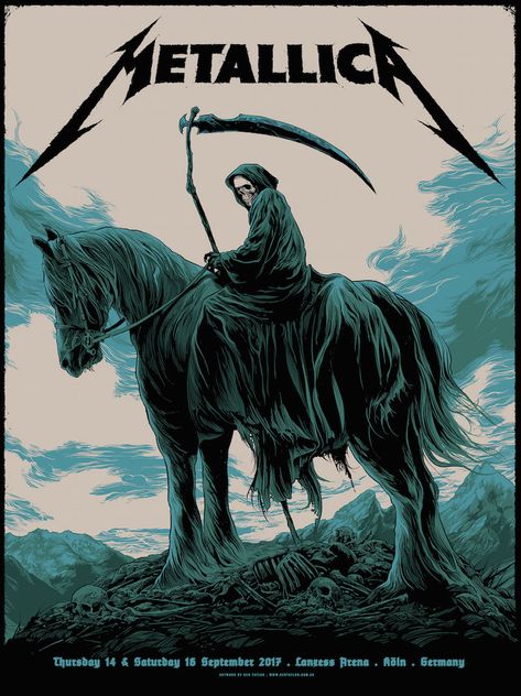 New Posters for Metallica and The Pixies by Ken Taylor (Onsale Info) Poster Konser, Metallica Tattoo, Ken Taylor, Metallica Concert, Arte Heavy Metal, Metallica Logo, Metallica Art, Viking Metal, Rock N Roll Art