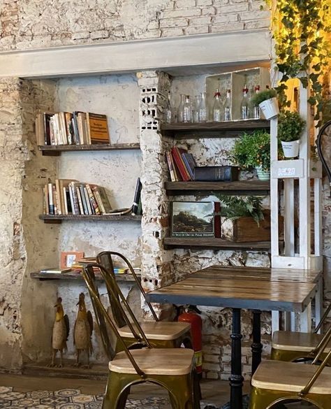 Cafe With Books Coffee Shop, Small Bookstore Cafe Aesthetic, Coffee Shop Book Store Aesthetic, Cottagecore Cafe Interior, Vintage Bakery Aesthetic Interior, Cottagecore Coffee Shop, Coffee Shop Owner Aesthetic, Small Coffee Shop Aesthetic, Cozy Bakery Aesthetic