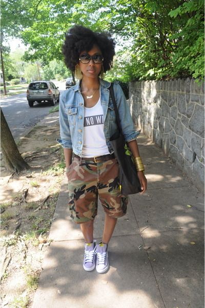 Camo Shorts, Shorts Outfit, Mode Casual, Cooler Look, Looks Street Style, Festival Looks, Black Women Fashion, Looks Style, Blue Jean