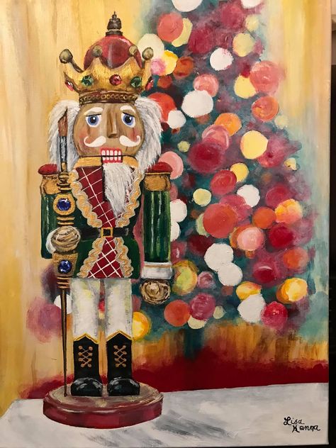 Nutcracker Painting, Shadow Painting, Nutcracker Soldier, Painting Inspo, Christmas Paintings, Nutcracker Christmas, Canvas Paintings, Easy Paintings, Nutcracker