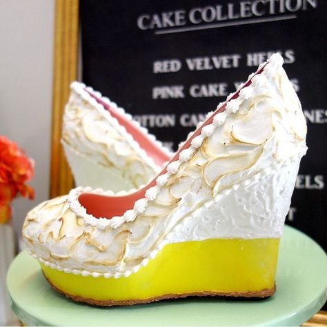 53 Shoes That Will Make Your Mouth Water Ice Cream Shoes, Camo Wedding Cakes, Dragon Cakes, Shoe Cakes, Purse Cake, Ruffle Cake, Lemon Meringue Pie, White Wedding Cakes, Meringue Pie