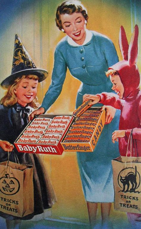 1950s Halloween, Candy Signs, Dulces Halloween, Baby Ruth, Postal Vintage, Carte Halloween, Halloween Retro, Vintage Blog, Halloween Tags