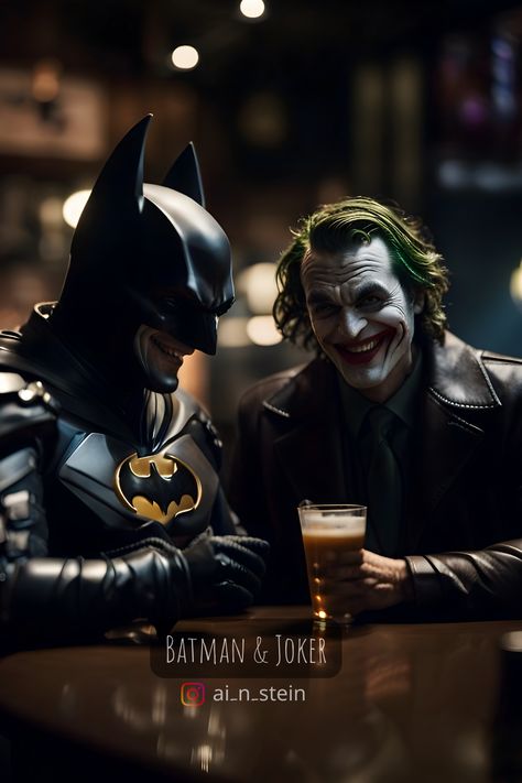 "Batman and Joker enjoying a drink and laughing together – the most unexpected friendship in Gotham City!" 2023 Friends, Old Man Mask, Batman And Joker, Insta Account, Batman Fan Art, Marvel And Dc Characters, Instagram Friends, Batman Universe, Batman Joker