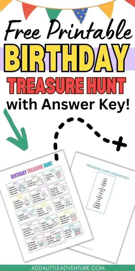 Free Printable Birthday Treasure Hunt with Answer Key 21st Birthday Printables Free, Lego Treasure Hunt, Scavenger Hunt Ideas For Kids Birthday, Sweet 16 Scavenger Hunt Ideas, Free Printable Scavenger Hunt For Kids, Birthday Party Scavenger Hunt Kids, Birthday Bingo Free Printable, Birthday Scavenger Hunt Kids, Free Scavenger Hunt Printables