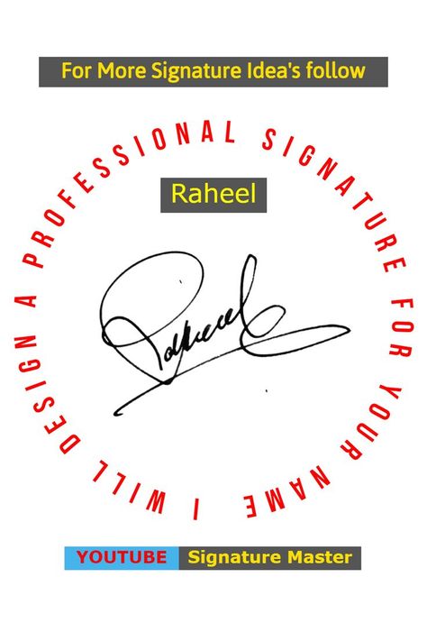 Impressive signature style for Raheel name letter R Signature Ideas, Name Letters, Letter R, Signature Style, Quick Saves, Design