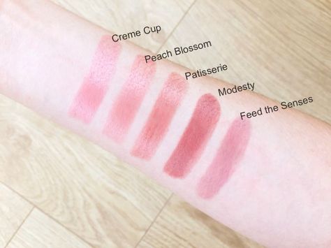 MAC Peach Blossom vs Patissierre | Lipstick/ Lipgloss Swatches | Pinterest | Mac Peach Blossom, Mac Modesty and Peach Blossoms Mac Peach Blossom, Mac Modesty, Mac Faux, Light Summer Color Palette, Lipgloss Swatches, Dark Lipstick, Lips Shades, Green Eyeshadow, Making Faces