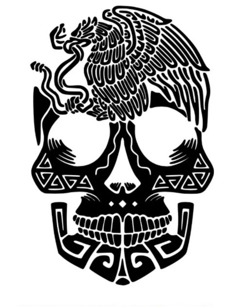 Indian Skull Tattoos, Cool Skull Drawings, Azteca Tattoo, Aztec Drawing, Aztec Artwork, Gas Mask Art, Mexican Art Tattoos, Skull Stencil, Aztec Tattoo Designs