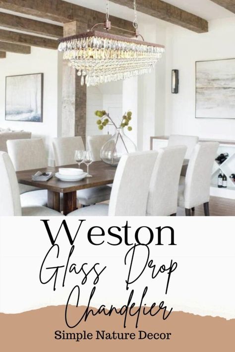 The Weston Glass Drop Chandelier Gold Light Fixture, Drop Chandelier, Rectangular Chandelier, Electrical Work, Chandelier Design, Gold Light, Mountain Home, Glass Chandelier, Metal Hooks