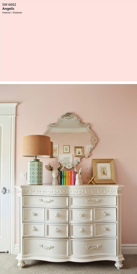 The Best 5 Pink Paint Colors — Tag & Tibby Design Sw Angelic, Room Paint Colors Bedroom, Paris Nursery, Teal Nursery, Girls Room Paint, Nursery Reveal, Pink Paint Colors, Gold Touch, Baby Ring