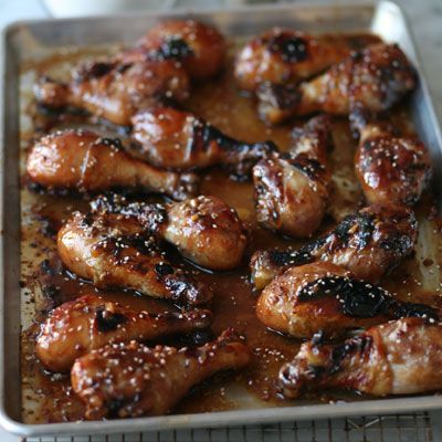 Sticky Drumsticks, Sticky Chicken Drumsticks, Curtis Stone Recipes, Char Sui, Chicken Wing Recipes Fried, Curtis Stone, Sticky Chicken, Drumstick Recipes, Chicken Drumstick Recipes