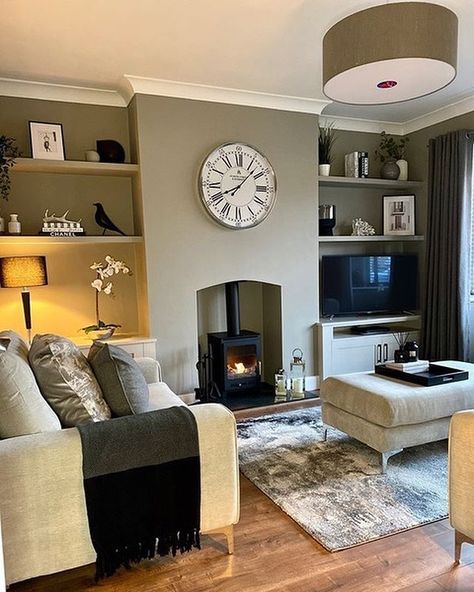 Alcove Ideas Living Room, Log Burner Living Room, Lounge Room Styling, Feature Wall Living Room, Living Room Transformation, Small Lounge, Victorian Living Room, Living Room Renovation, Cosy Living