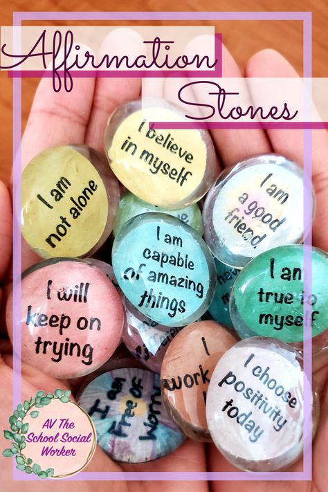 Affirmation stones is an experiential and tangible activity. Students have the opportunity to choose and create their own affirmation stones which they can carry with them as a reminder though out the day. Being able to identify positive statements can help build self-confidence and resilience. Positive Affirmation Activities For Kids, Positive Affirmation Jar, Affirmation Activities, Affirmation Stones, Woman Warriors, Social Worker Appreciation, Attendance Certificate, Greek Ideas, Positive Statements