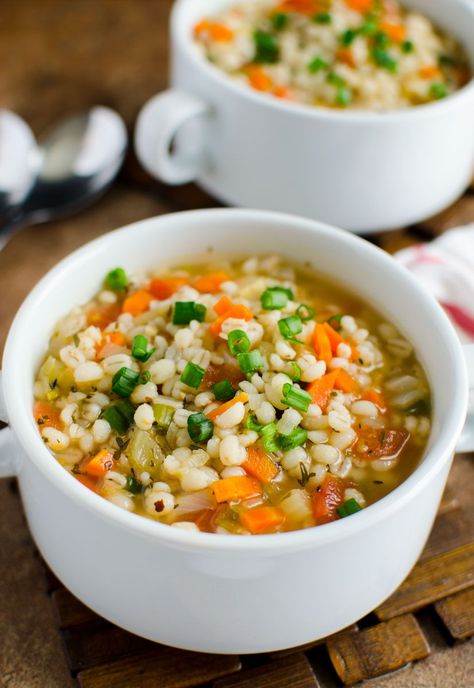 homemade healthy barley soup recipe. Perfect option to add whole grains into diet. Ready to enjoy in about 30 mins. Barley Soup Recipe, Vegetable Barley Soup, Barley Soup, Whole Grains, Soup And Sandwich, Easy Soups, Healthy Vegetables, Healthy Soup Recipes, Healthy Soup