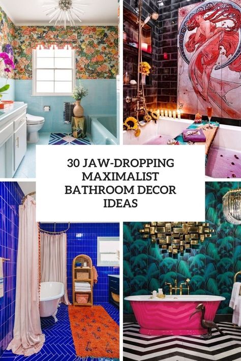 Maximalist Half Bathroom Decor, Unique Bathroom Theme Ideas, Eclectic Bathroom Small Vintage, Maximalist Guest Bathroom, Maximalist Decor Rental, Maximalist Renter Friendly, Funky Guest Bathroom Ideas, Maximalist Tiny Bathroom, Colorful Maximalist Decor Bathroom