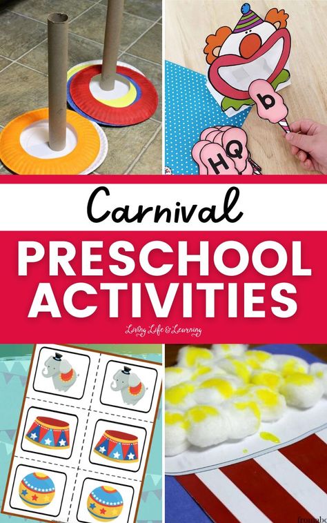 Carnival Preschool Activities, Carnival Preschool Theme, Carnival Preschool, Small Group Activities Preschool, Preschool Word Walls, Preschool Circus, Circus Activities, Carnival Activities, Bubble Activities