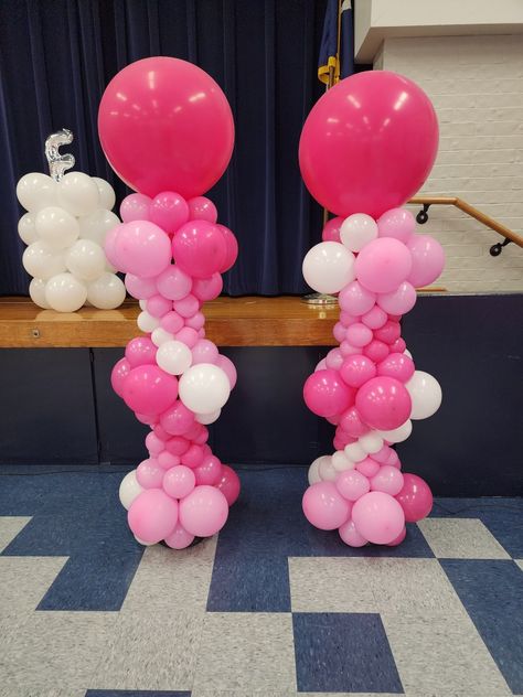 Bridal Shower Balloon Columns, Pink Backdrop With Balloons, Valentines Day Balloon Columns, Barbie Balloon Columns, Balloon Columns Diy, Balloon Columns Ideas, Balloon Pillars, Balloon Bouquet Diy, Mothers Day Balloons