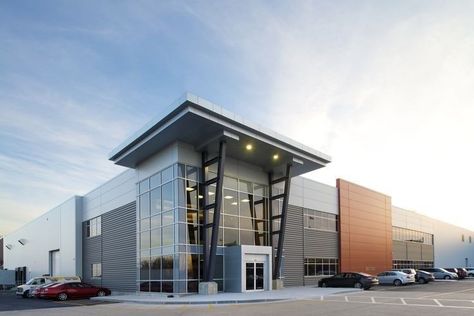 Modern Warehouse Design Exterior, Admin Building, Industrial Facade, Church Building Design, Metal Building Designs, School Building Design, Apartments Exterior, Commercial Design Exterior, Factory Architecture