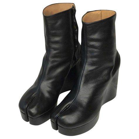 Our made-to-order customer provided this style. Split Toe Boots, Girl Wishlist, Kitty Style, Broken Foot, Dream Wishlist, Wedge Ankle Boots, Toe Boots, Big Girl, Dream Shoes