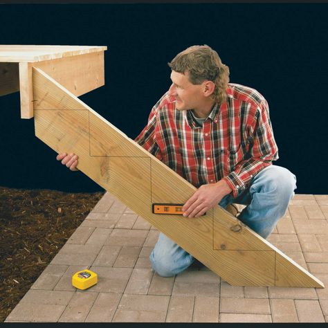 Build Deck Stairs, Mezzanine Stairs, How To Build Deck, Build Deck, Stairs Stringer, Terrasse Design, Deck Framing, Laying Decking, Deck Steps