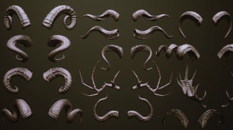 A Highly detailed pack of horns for use in character and creature design in Zbrush or Blender etc #horns #3d #cg #zbrush #sculpting #horror #monsterdesign #creaturedesign #characterdesign #highpoly #kitbash Human Horn, Zbrush Sculpting, 3d Sculpting, Digital Sculpting, Brothers In Arms, Lucifer Morningstar, Fantasy Book, Creature Feature, Monster Design