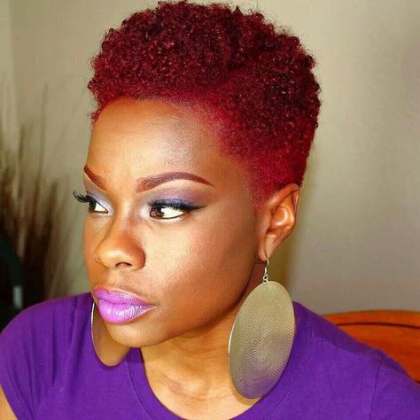 Short Colored Natural Hair, Coil Styles, Red Natural Hair Black Women, Colored Natural Hair, Short Natural Styles, Twa Styles, Natural Hair Haircuts, Natural Hair Twa, Short Natural Haircuts