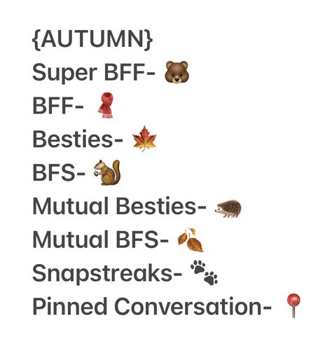 Snapchat Best Friend Emojis, Autumn Snapchat, Bsf Emojis, Snap Codes, Emoji Themes, Snap Emojis, Friends Emoji, Snapchat Best Friends, Snapchat Friend Emojis