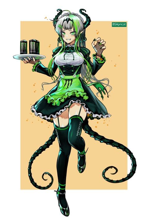 Monster Energy Girls, Monster Crafts, Monster Energy Drink, Humanoid Creatures, Anime Monsters, Cool Monsters, Energy Art, Gothic Anime, Human Art