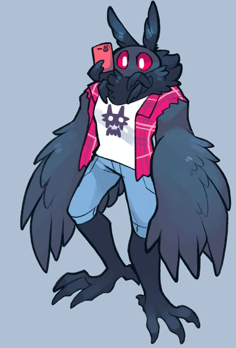 Moth Man Art Cute, Mothman Art Cute, Wolf Oc Human Male, Moth Character Design Male, Atlas Cryptid Crush, Mothman Cute, Cryptid Crush, Moth Character, Cute Mothman