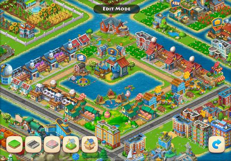 Township Game Layout Ideas Level 40, Township Design Ideas Houses, Township Design Ideas Farm, Township Game Layout Ideas Beginner, Township Game Layout Ideas, Town Ship Design, City Decorations, Game Layout, Hayday Farm Design