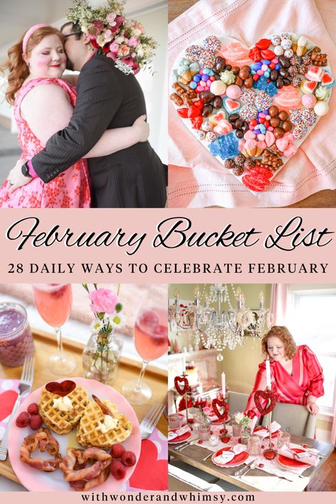 February Bucket List, Family Fun Dinner, Celebrate February, All Things Red, With Wonder And Whimsy, Couples Journal, Wonder And Whimsy, Bucket List Book, 31 Day Challenge