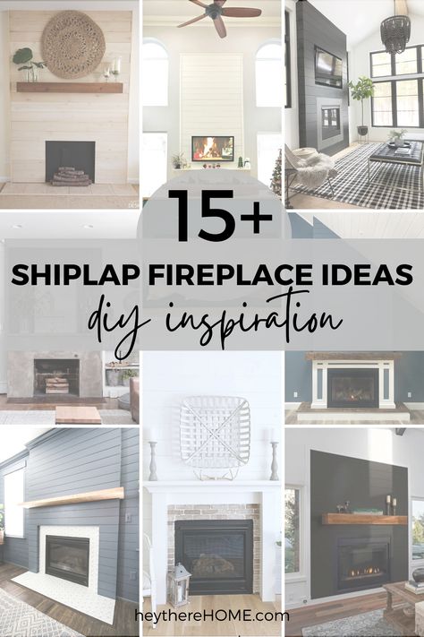 Looking to update an old fireplace and not sure where to start? You need to see these shiplap fireplace ideas! Shiplap Fireplace With Tile, Modern Coastal Fireplace Ideas, Tile And Shiplap Fireplace, Painted Shiplap Fireplace, Fireplace Makeover Shiplap, Shiplap And Tile Fireplace, Fireplace With Shiplap Above, Shiplap Above Fireplace, Shiplap Fireplace With Wood Mantle