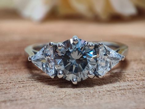 Grey Moissanite, Gray Moissanite, Moissanite Solitaire Ring, Moissanite Wedding Ring, Three Stone Engagement Ring, Eco Friendly Jewelry, Moissanite Wedding Rings, Stone Engagement Ring, Three Stone Engagement