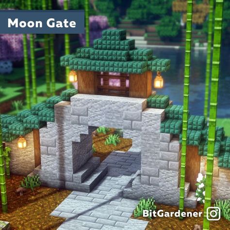 Minecraft Japanese House, Minecraft Garden, Capas Minecraft, Rumah Minecraft Sederhana, Minecraft Structures, Moon Gate, Minecraft Interior Design, Minecraft House Plans, Bangunan Minecraft