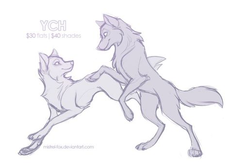 2 Wolves Drawing, Wolf Art Cartoon, Wolf Ych Base, Fox Couple Drawing, Wolf Couple Drawing, Wolf Art Base, Wolf Couple Art, Therian Couple, Animal Couple Drawing