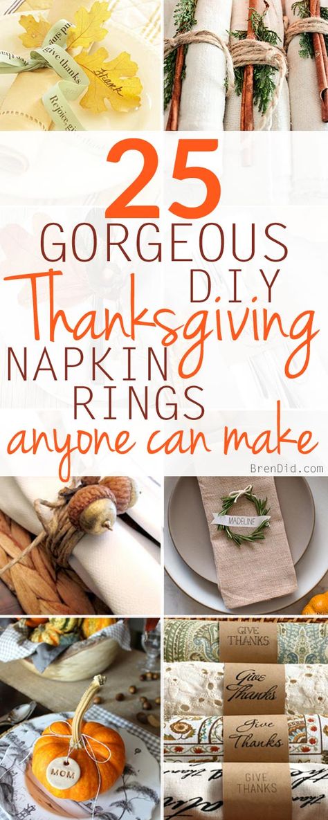 Napkin Ring Ideas, Thanksgiving Napkin Ring, Thanksgiving Napkin Folds, Diy Napkin Holder, Diy Napkin Rings, Turkey Napkins, Thanksgiving Napkin Rings, Simple Table Decorations, Easy Table