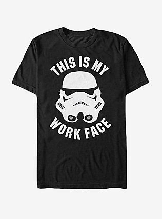 Star Wars Stormtrooper This is My Work Face T-Shirt, BLACK Stormtrooper Helmet, Star Wars Quotes, Dark Side Star Wars, Star Wars Men, Star Wars Stormtrooper, Storm Trooper, Boxing T Shirts, Black Work, Star Wars Shirts