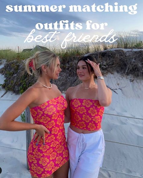 59 Best Friend Matching Outfits - ljanestyle Matching Bestie Outfits Aesthetic, Twining Outfits, Bff Matching Outfits, Matching Fits, Positive Hoodie, Bestie Outfits, Bff Matching, Matching Outfits Best Friend, Strapless Tube Dress