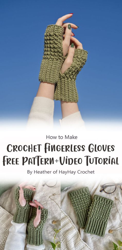 Crochet Half Gloves, Mens Fingerless Gloves Crochet Free Pattern, Crochet Fingerless Gloves Tutorial, Crochet Gloves Tutorial, Crochet Fingerless Gloves Free Pattern Easy, Hayhay Crochet, Fingerless Gloves Free Pattern, Easy Crochet Fingerless Gloves, Gloves Free Pattern