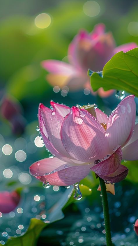 Lotus River with Water Droplets by Yoshihiko Ueda Water Lilies Aesthetic, Lotus Flowers Photography, Yoshihiko Ueda, Lotus Aesthetic, Lotus Photography, Pretty Flowers Photography, Pink Water Lily, Inspirational Digital Art, Lotus Plant