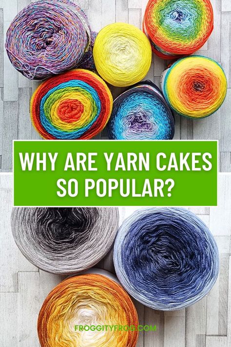 Yarn cakes are very pretty balls of yarn that generally contain several different colours of yarn, all wound up into a cylinder that we call a cake.
But why is this type of yarn so popular and what can you crochet with them?
Click to read all about yarn cakes now. Yarn Cake Ideas, Wedding Crochet Patterns, Yarn Cakes, Crochet Cake, Frog Crochet, Crochet Accessory, Balls Of Yarn, Flower Girl Accessories, Crochet Hack