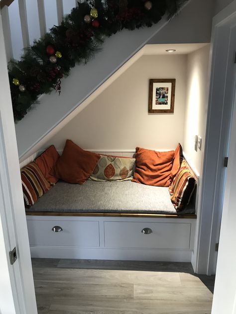 Window Under Stairs, Under Stairs Seat, Seating Under Stairs, Under Stair Seating And Storage, Under Stairs Storage And Dog Bed, Under Stairs Storage Dog Bed, Under Dtairs Storage, Under Stairs Dog House, Under Stairs Nook